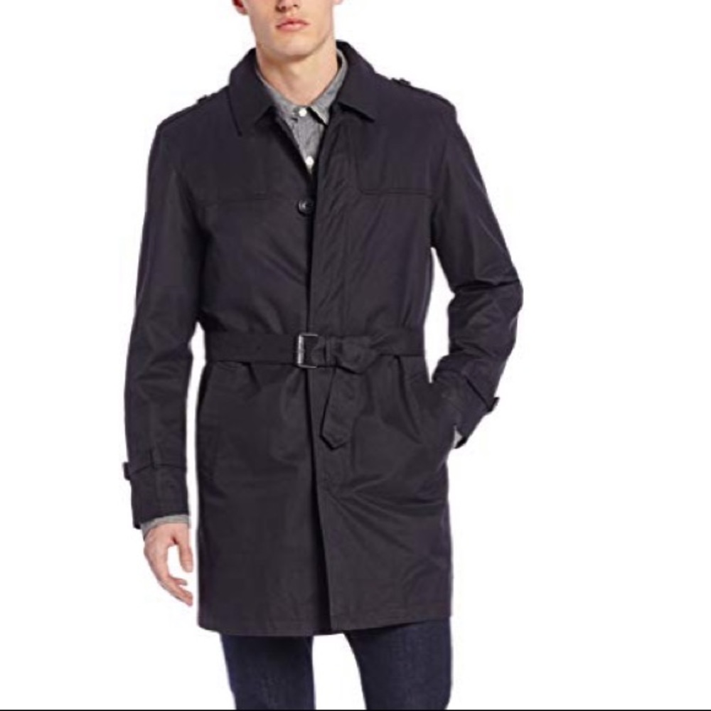 Kenneth Cole Rusty Single-Breast Belt Trench Coat